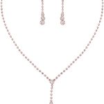Unicra Bride Silver Bridal Necklace Earrings Set Crystal Wedding Jewelry Set Rhinestone Choker Necklace for Women and Girls (3 piece set - 2 earrings and 1 necklace)